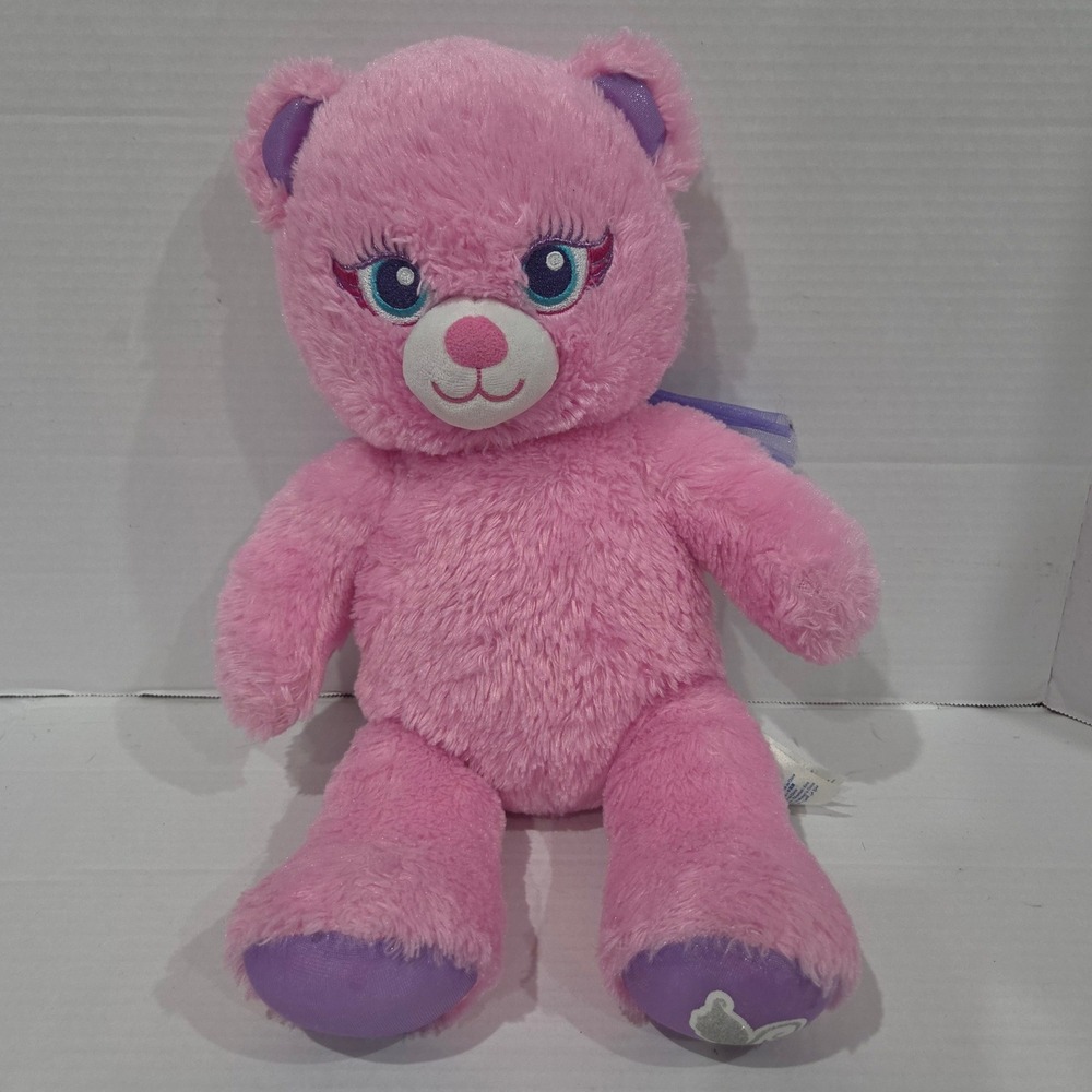 Build-A-Bear Beary Fairy Friends Pink Plush Teddy Bear Purple Wings Butterfly